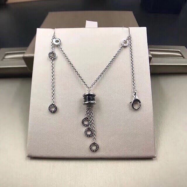 Bvlgari飾品 寶格麗S925純銀項鏈 寶格麗黑陶瓷流蘇項鏈  zgbq3261
